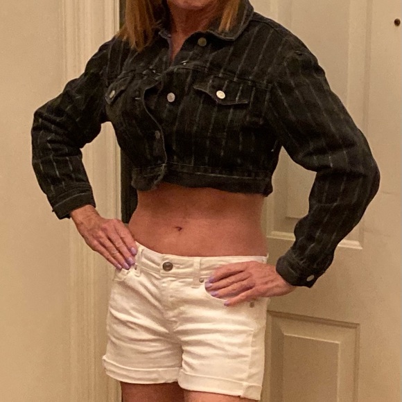 PacSun Black and White Stripe Jean Jacket - Picture 2 of 9